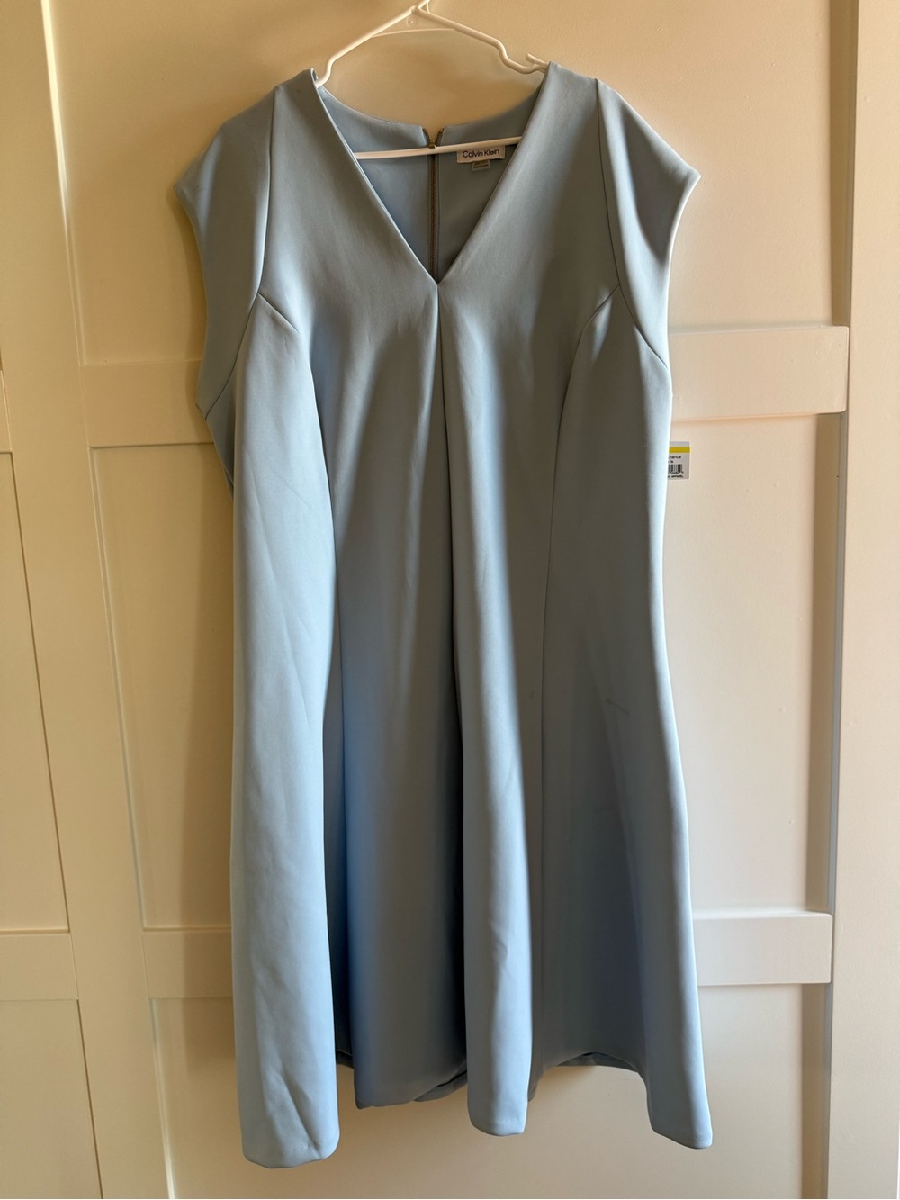 Calvin Klein Plus Size 16W Baby Blue V-Neck Sheath Dress Work Career